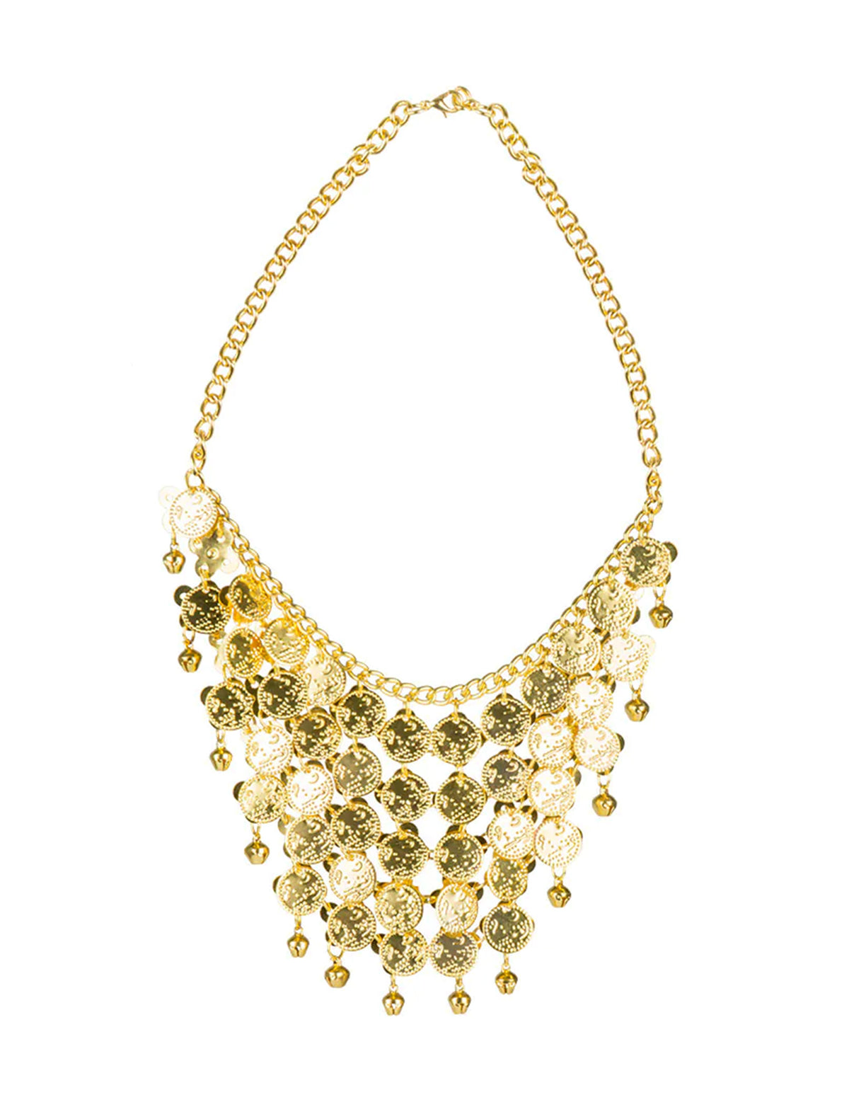 Collier danseuse orientale pour femme doré avec pièces et clochettes
