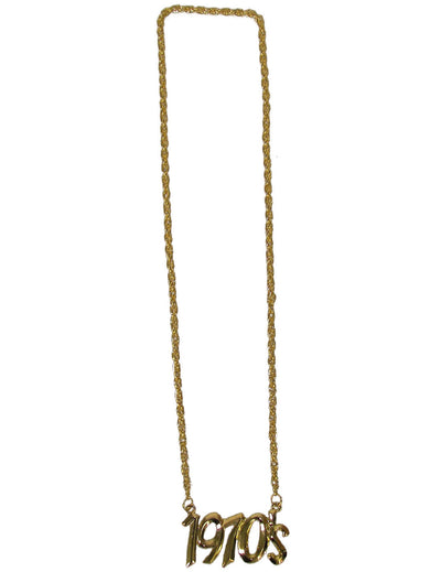 Collier année 1970 pour adulte doré avec pendentif 1970s