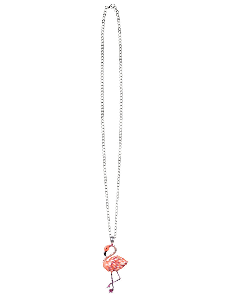 Collier en métal flamant rose pour adulte argenté et rose
