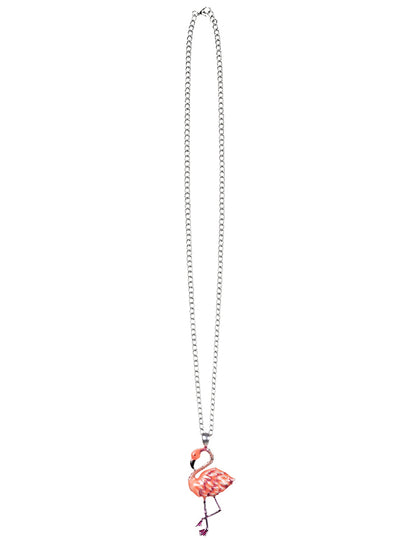 Collier en métal flamant rose pour adulte argenté et rose