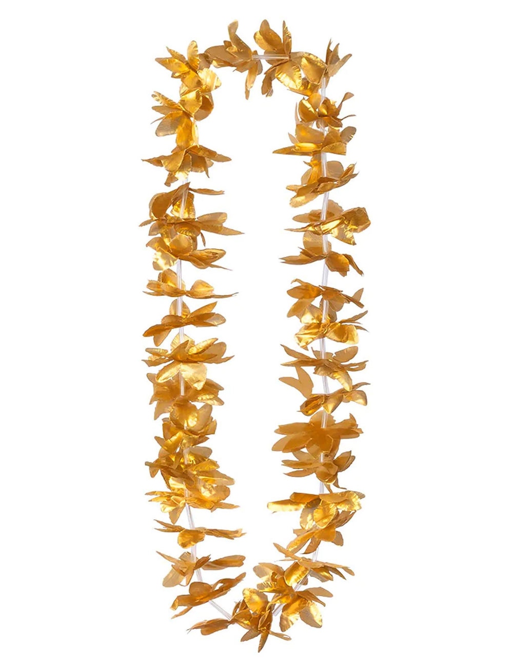 Vista geral do colar de flores para adulto dourado