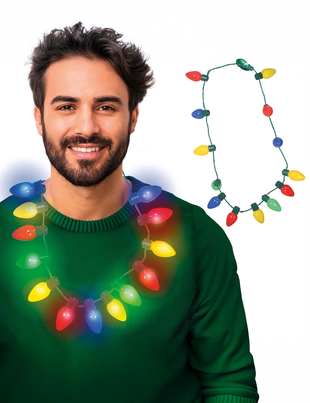 Collier guirlande de Noël lumineuse pour adulte multicolore