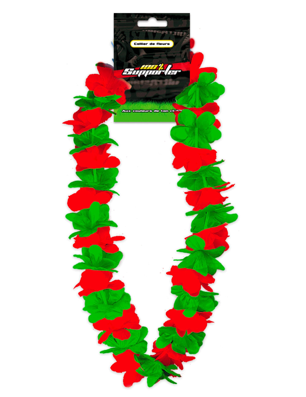 Collier Hawaï supporter Portugal pour adulte rouge et vert