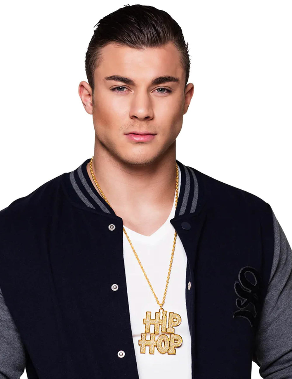 Colar Hip Hop adulto dourado com pendente de letras