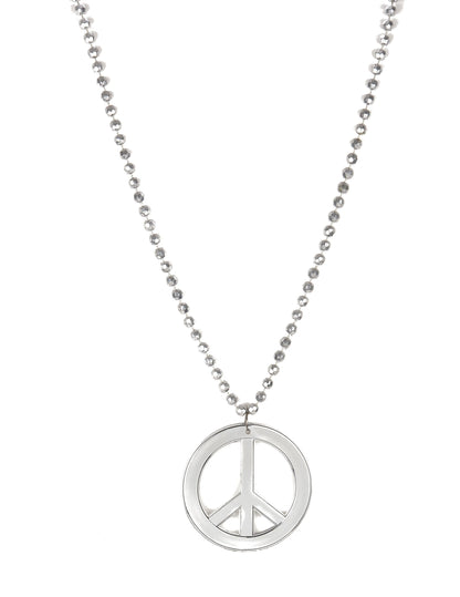 Collier hippie pour adulte argent avec pendentif peace and love