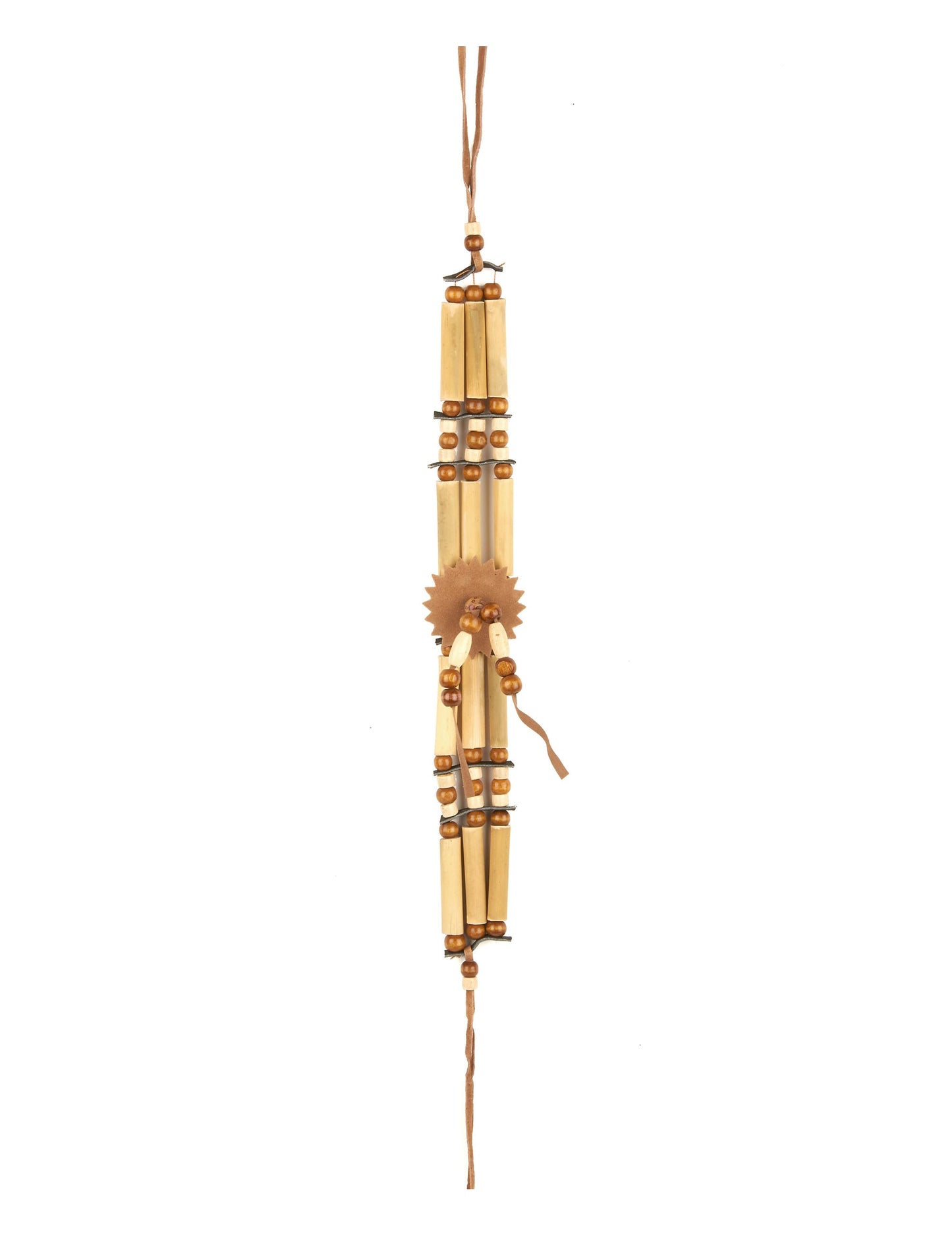 Ras de cou indien pour adulte beige et marron en bois