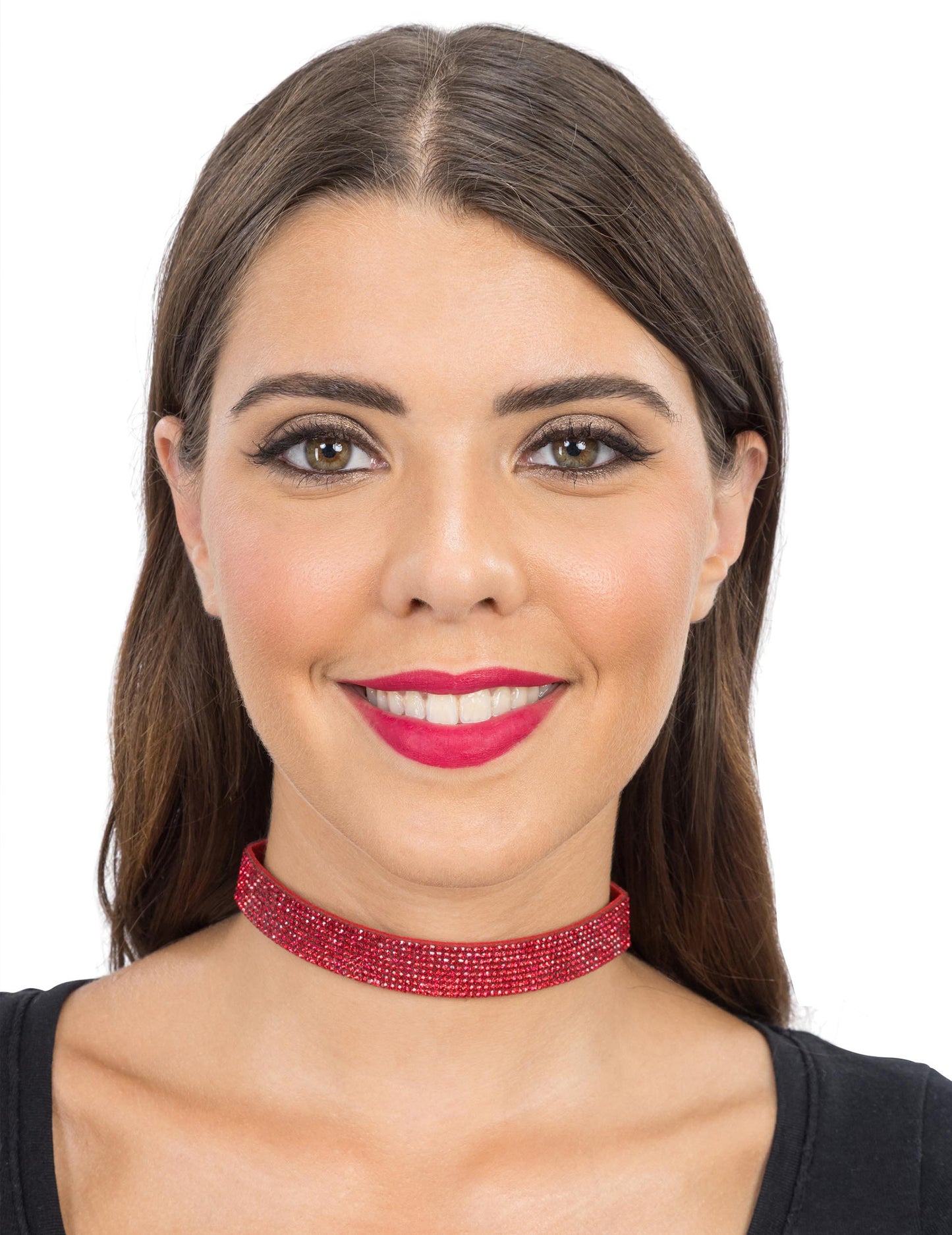 Gargantilha com strass vermelhos adulto