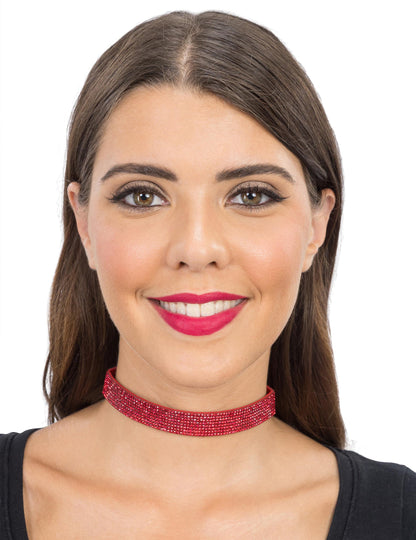 Gargantilha com strass vermelhos adulto