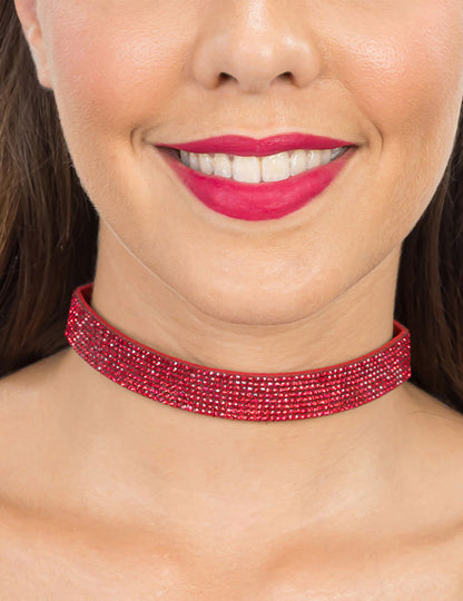 Gargantilha com strass vermelhos adulto