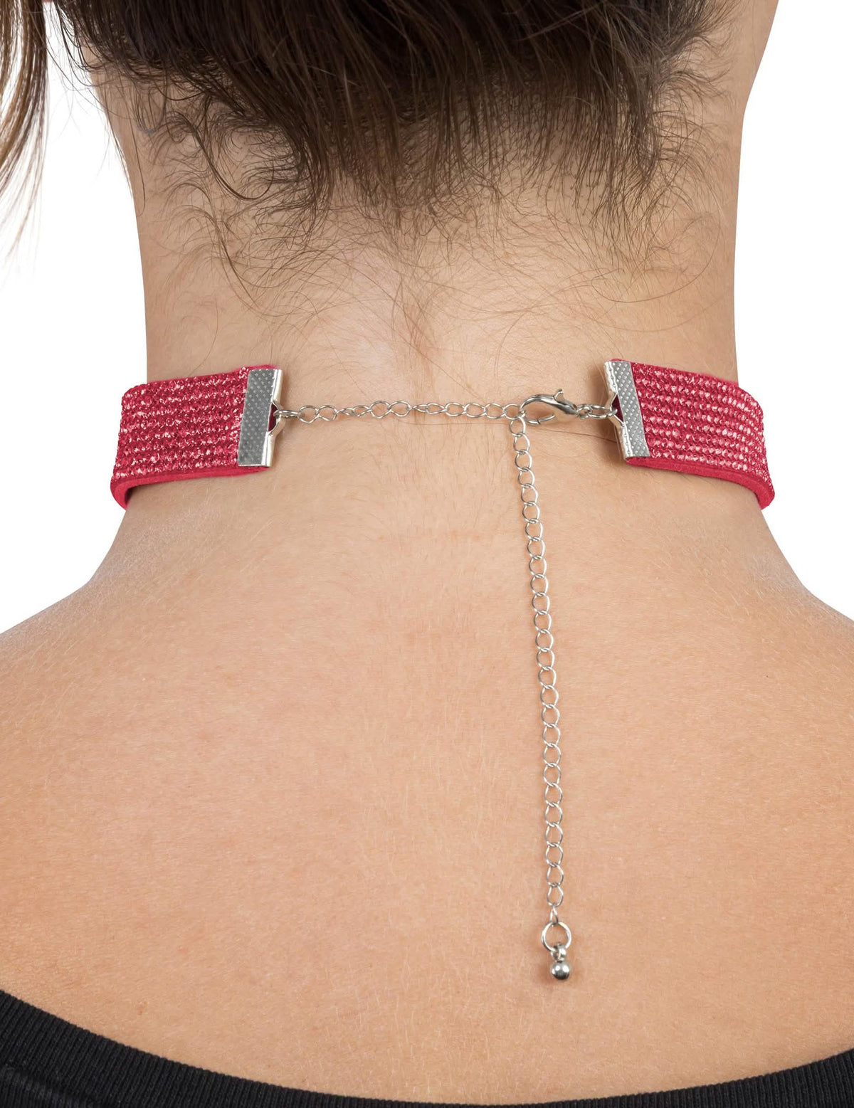 Gargantilha com strass vermelhos adulto