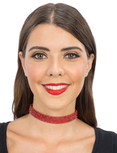 Gargantilha com strass vermelhos adulto