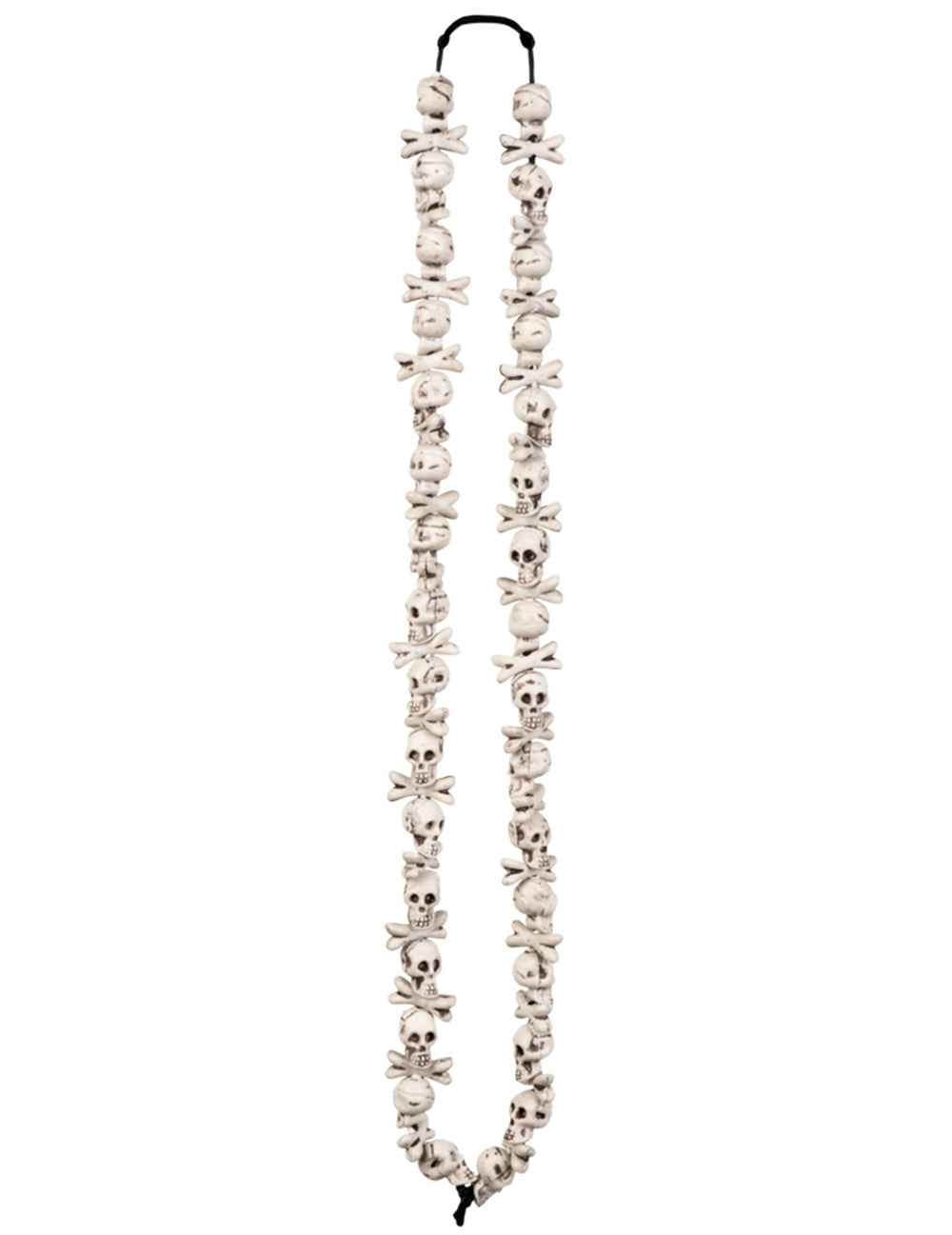 Collier têtes de mort Halloween pour adulte blanc avec petits os