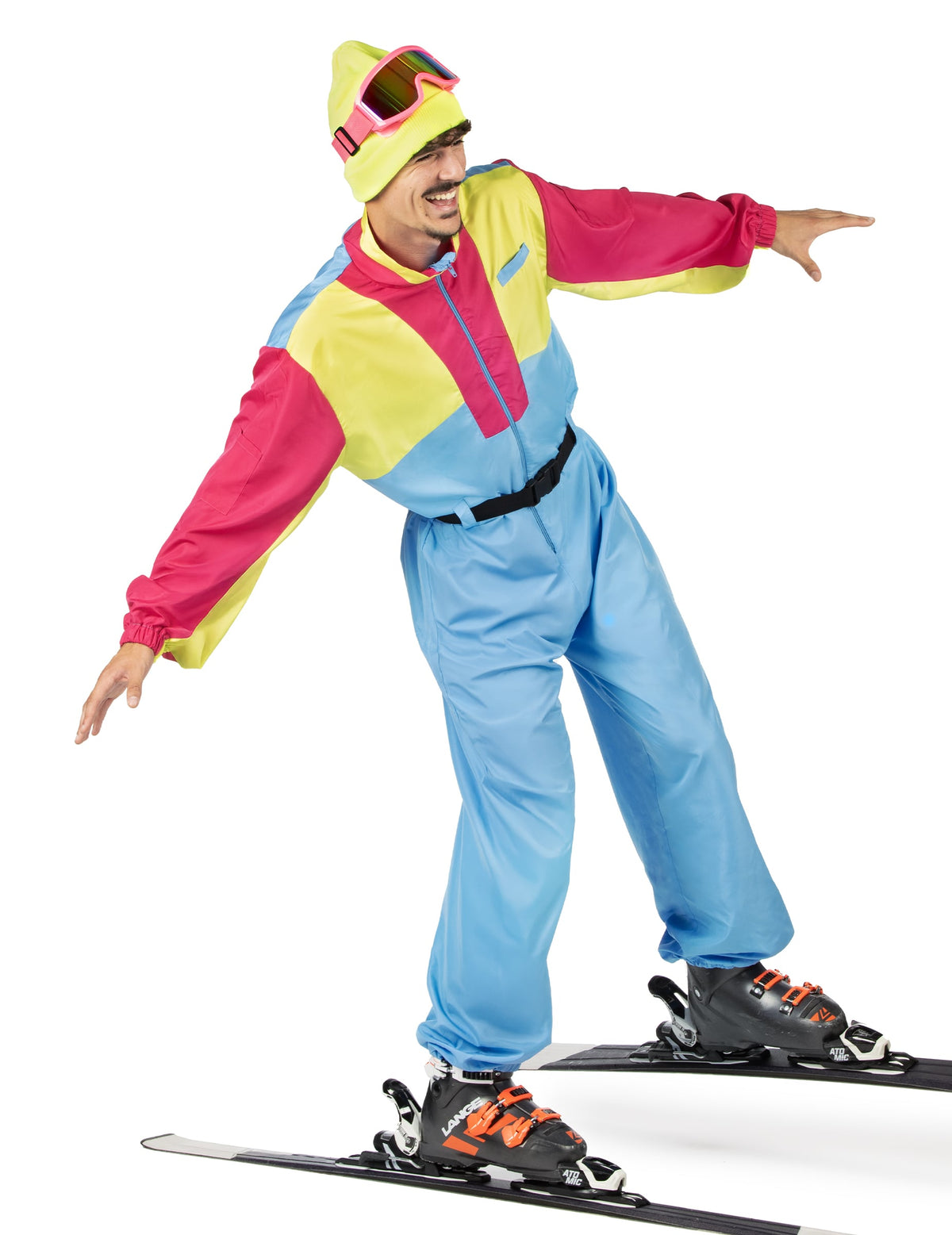Vue de profil de la combinaison de ski vintage pour homme