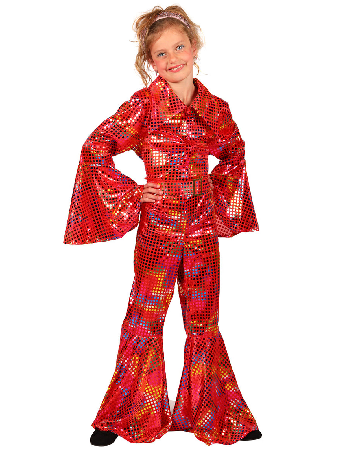 Macacão disco com lantejoulas vermelho para menina