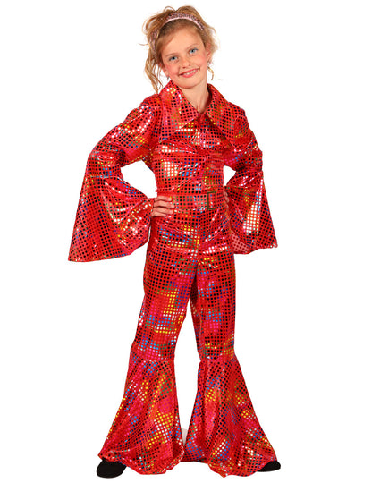 Macacão disco com lantejoulas vermelho para menina