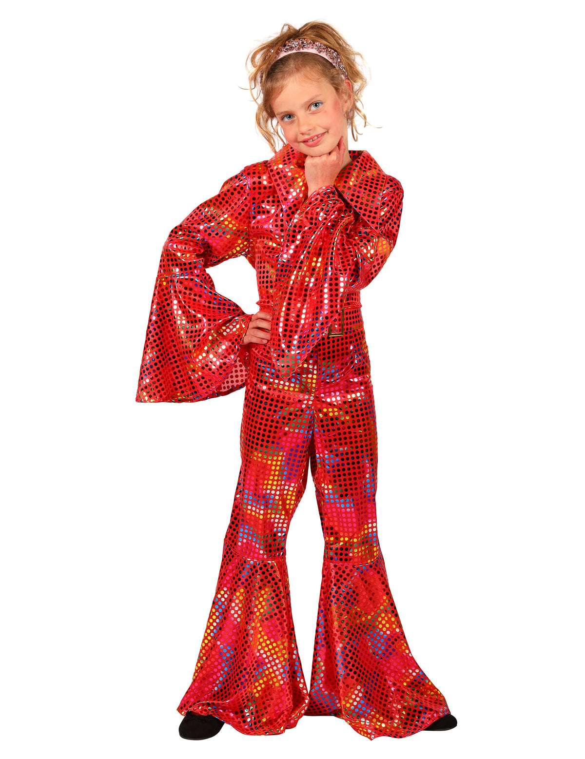 Macacão disco com lantejoulas vermelho para menina