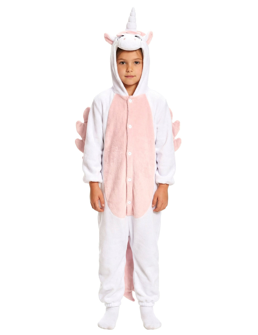 Combinaison licorne pour enfant blanche et rose avec ailes