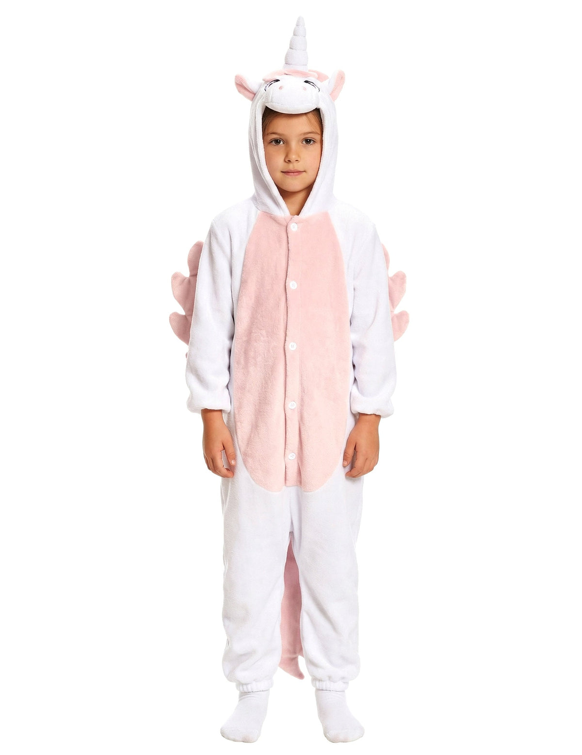 Combinaison licorne pour enfant blanche et rose avec ailes