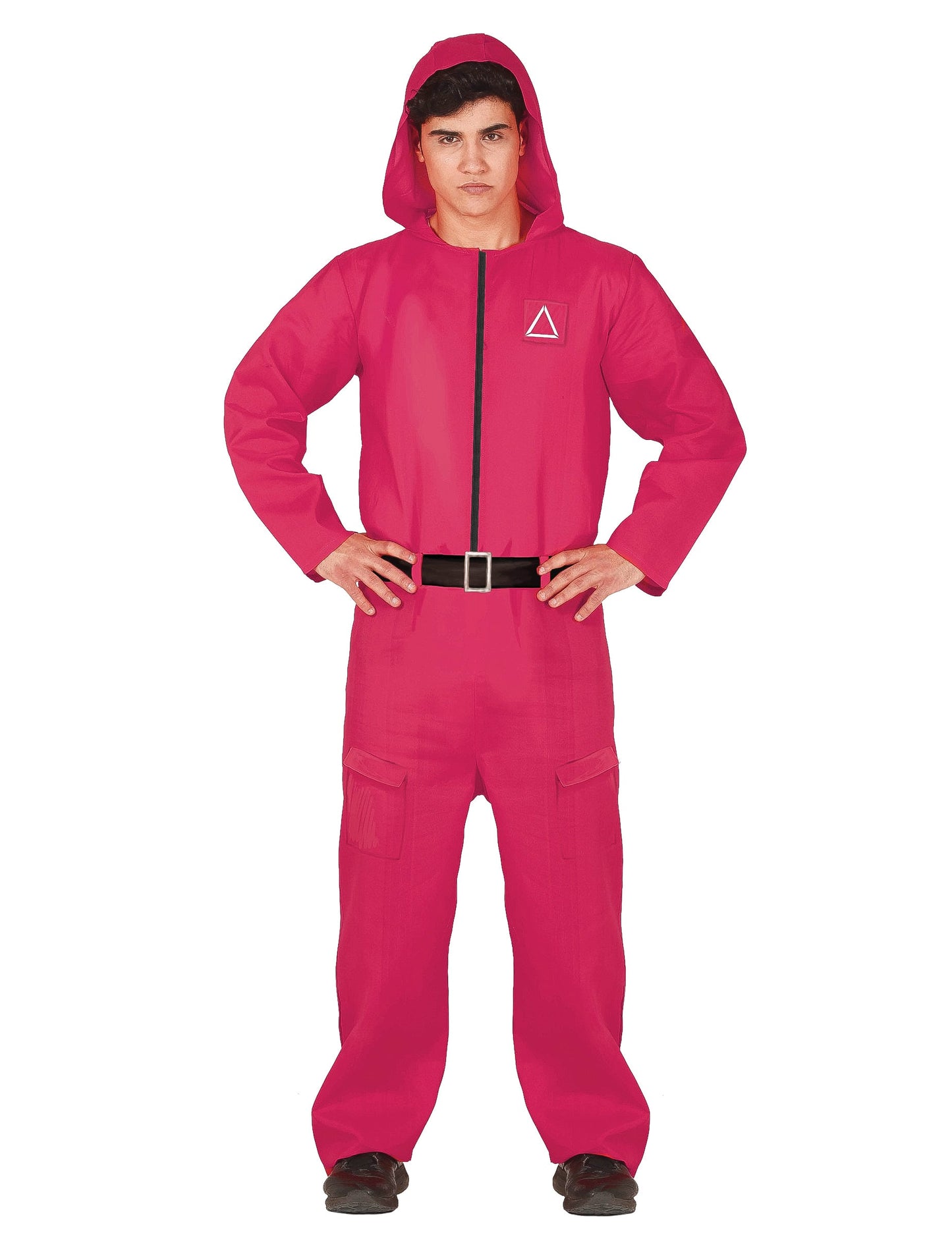 Combinaison gardien de jeu pour homme rose avec ceinture noire et capuche