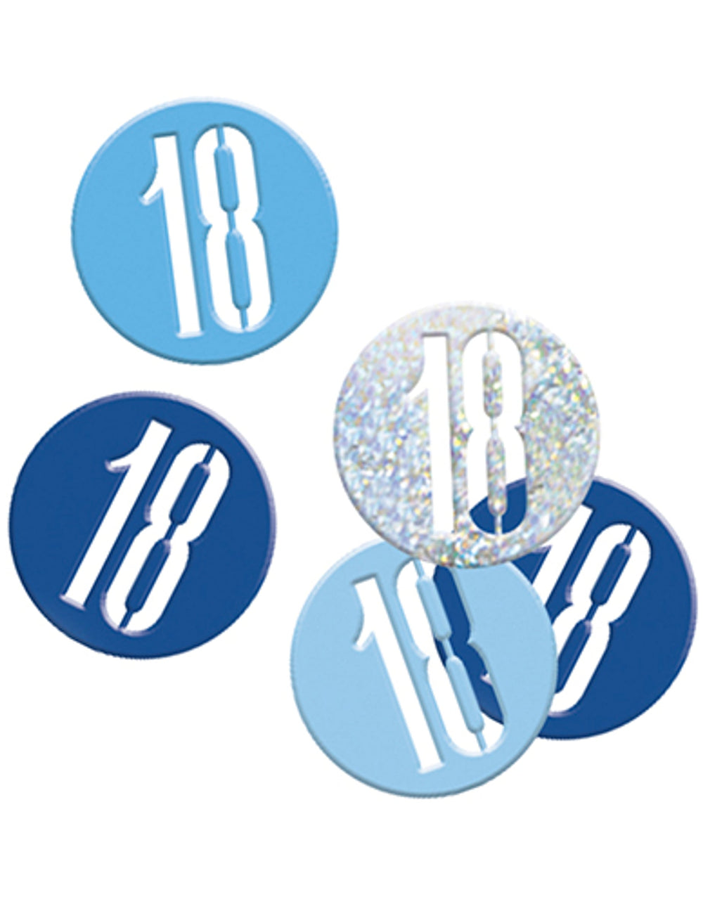 Confettis de table 18 ans pour anniversaire bleus et gris argentés