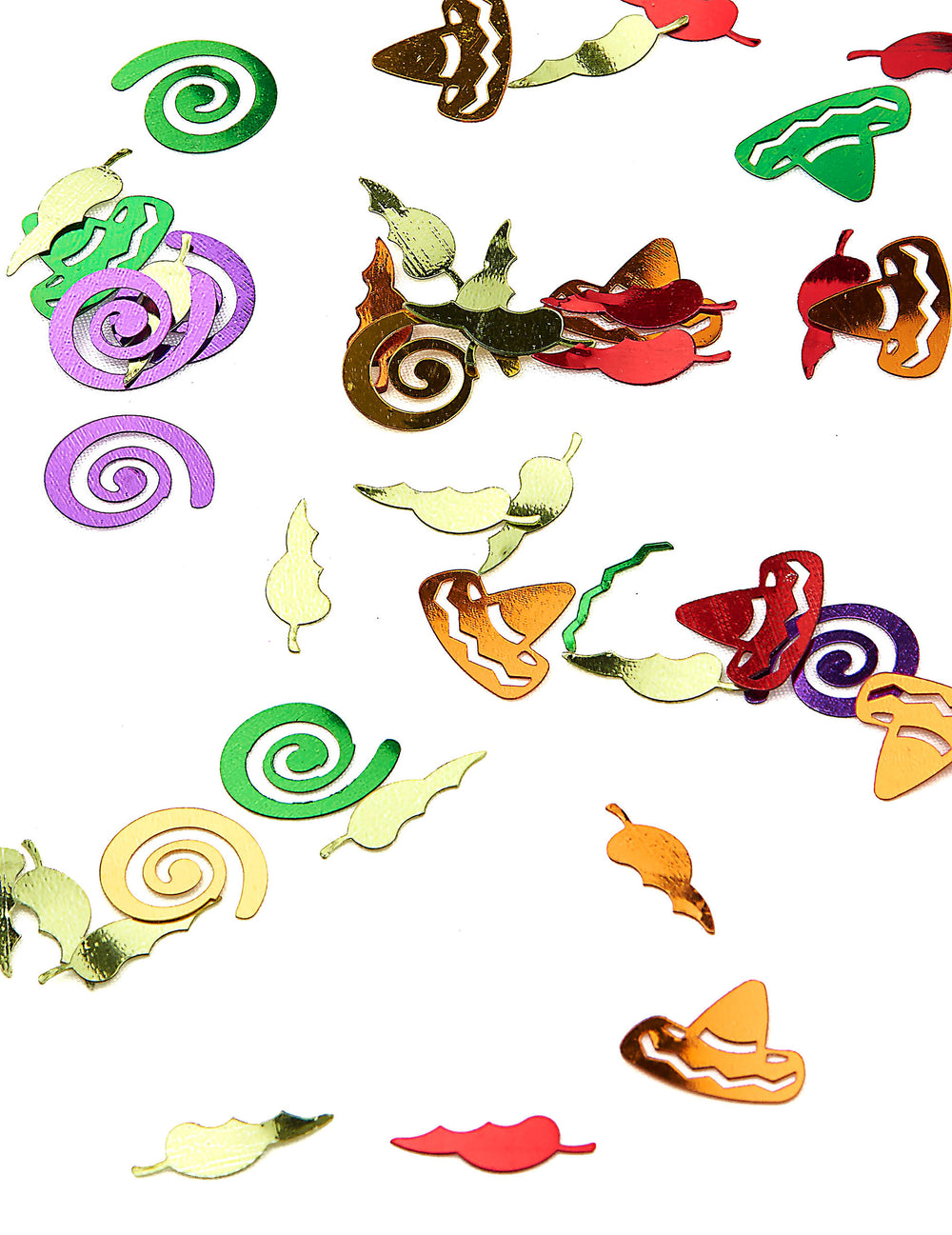 Confettis Mexique pour fête multicolores métallisés en forme de sombreros et piments