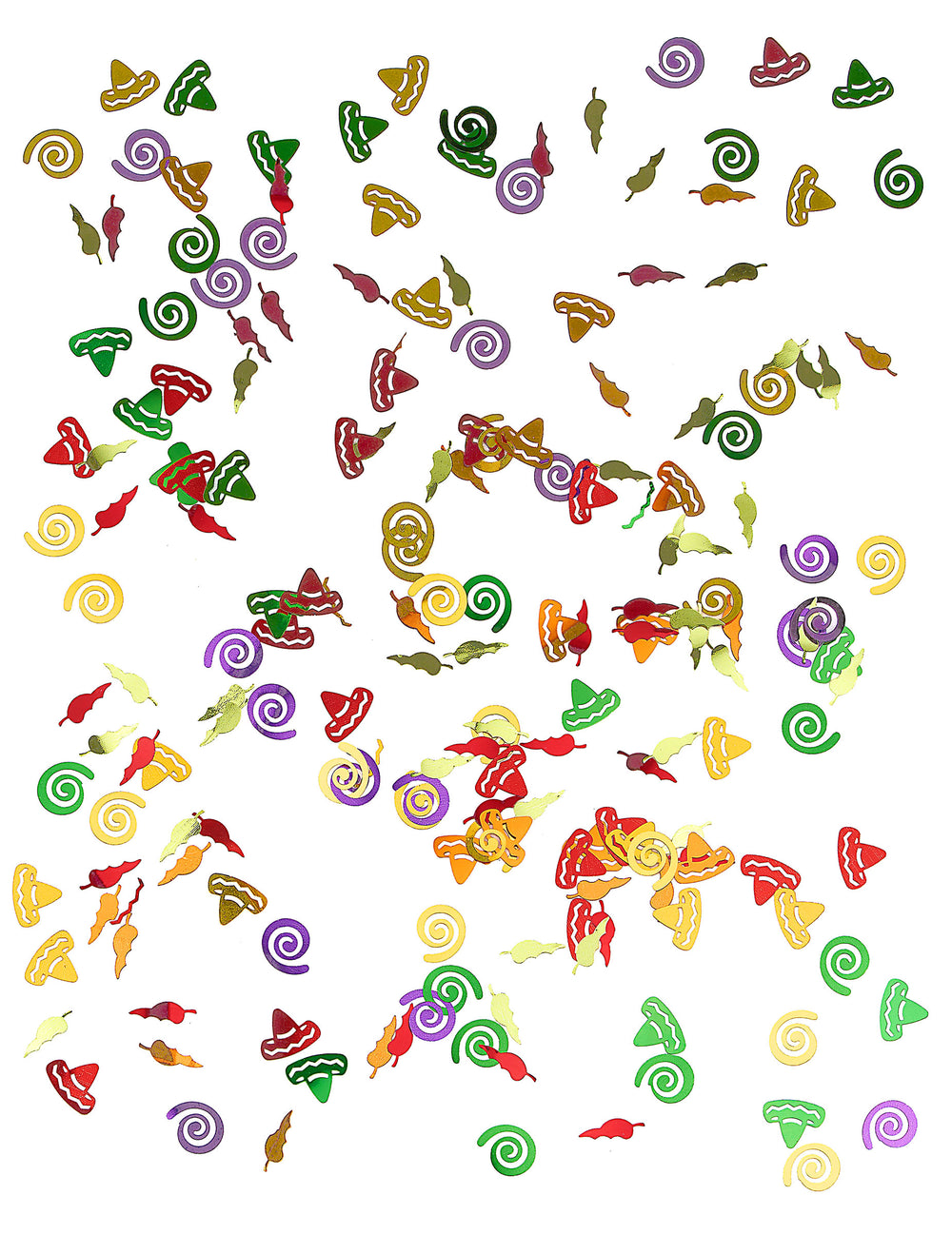 Vue d'ensemble des formes des confettis Mexique