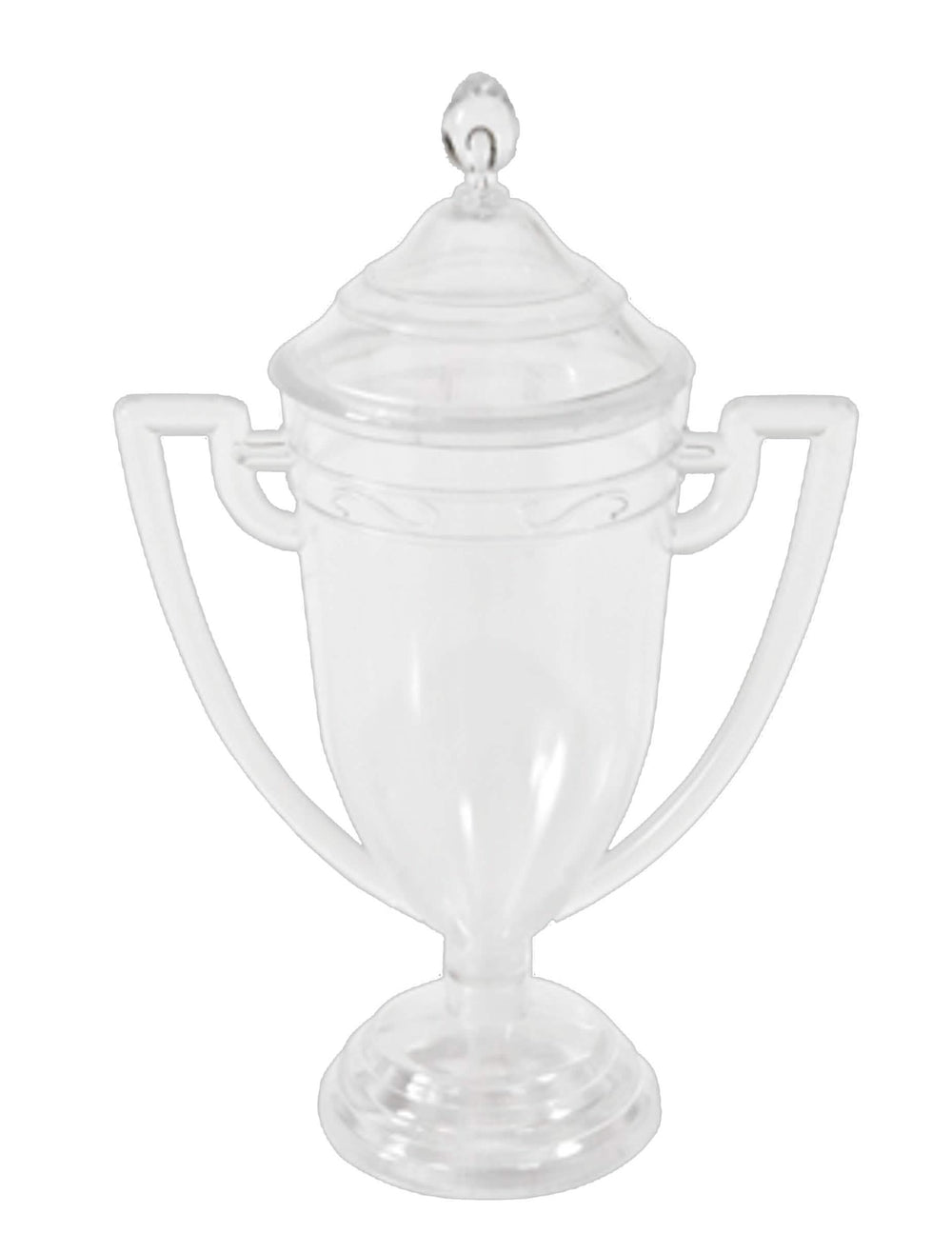 Recipiente em forma de taça de vencedor em plástico transparente