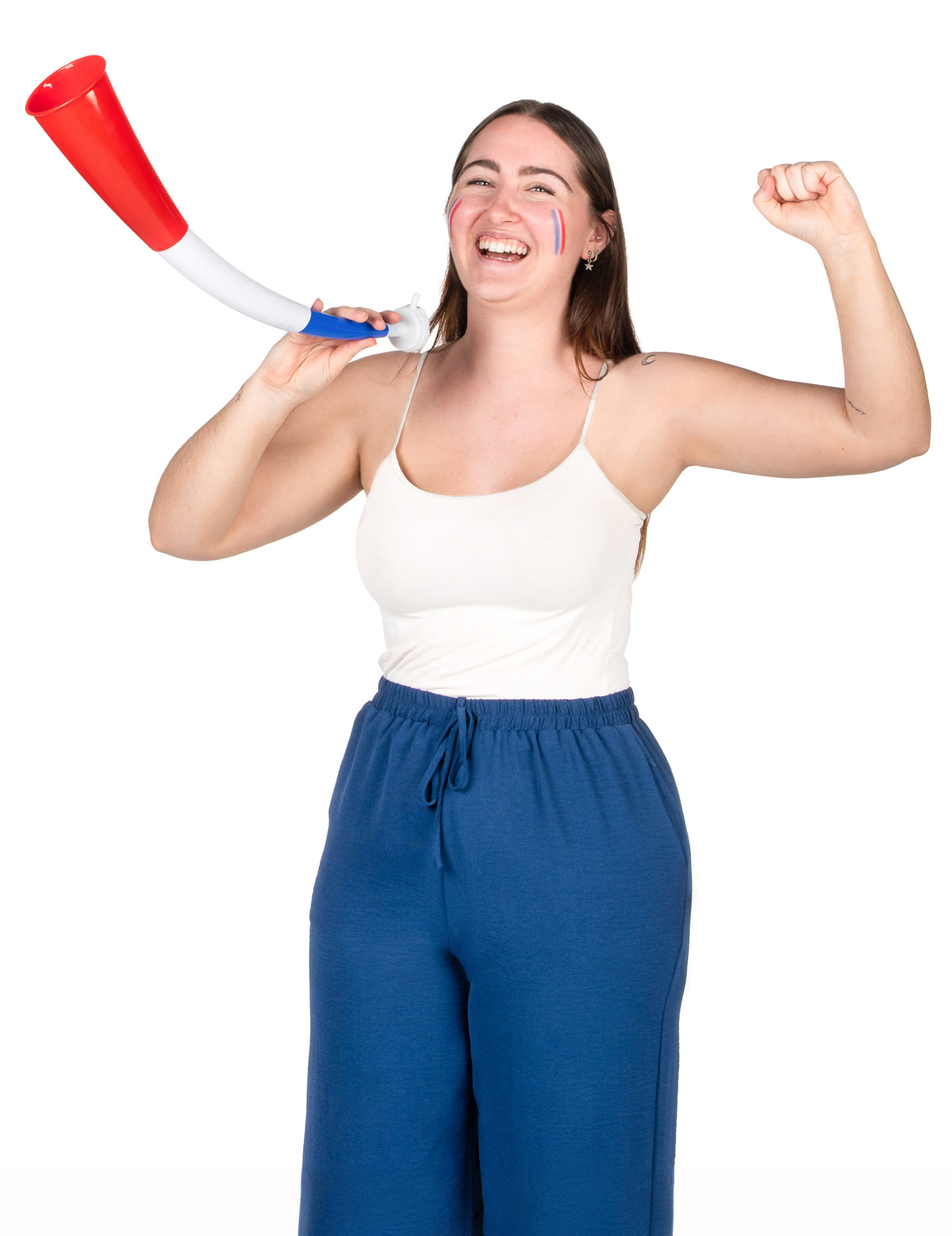Mise en situation de la corne tricolore supporter France