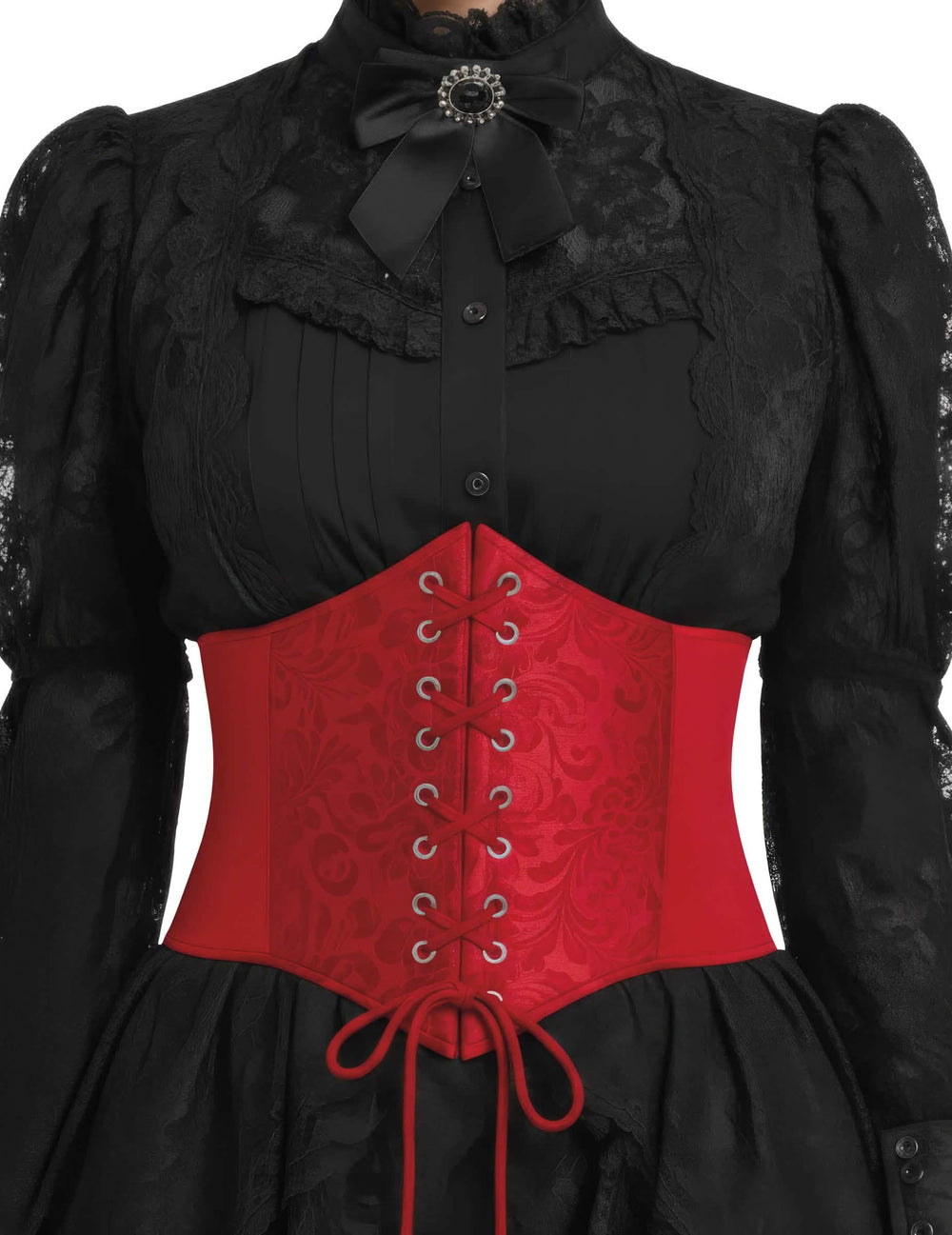 Corset elástico com motivo barroco para mulher vermelho