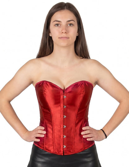 Corpete vermelho com atilhos para mulher