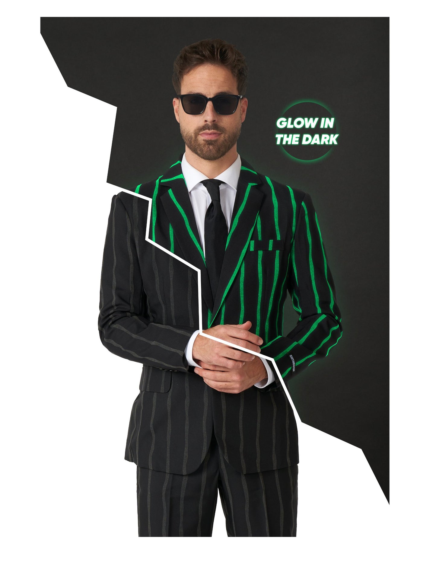 Costume à rayures phosphorescentes Suitmeister pour adulte noir et vert