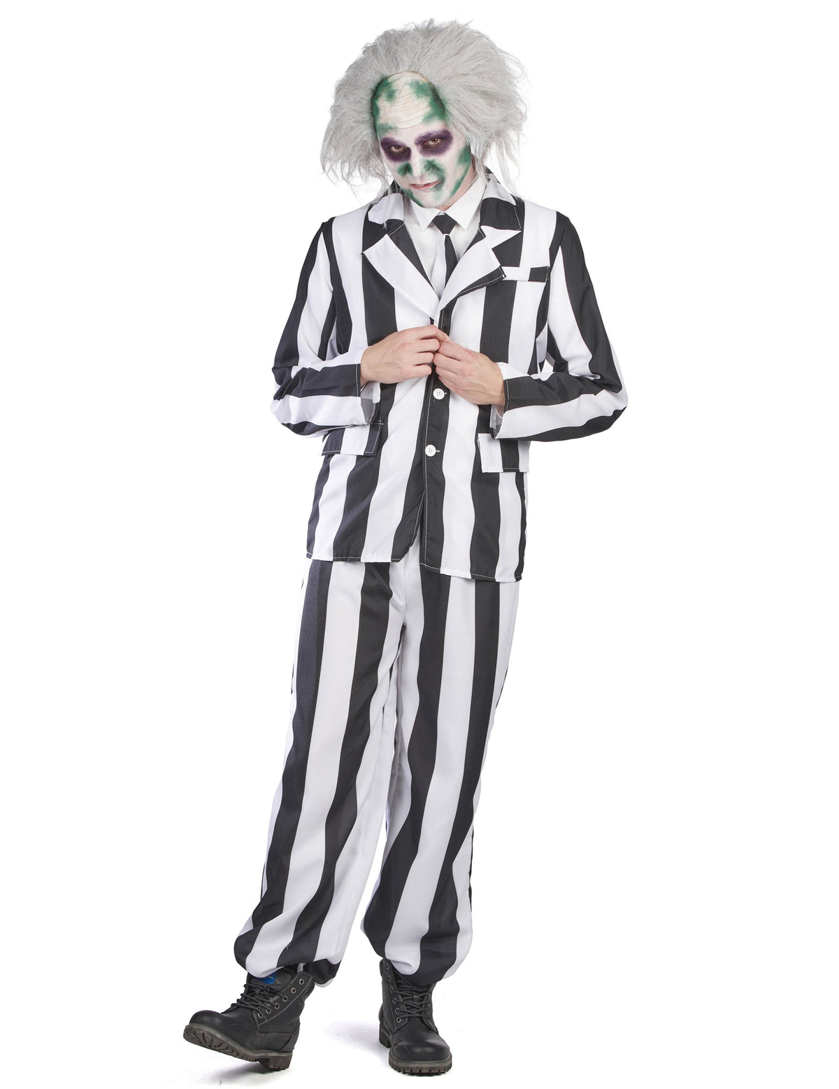 Costume de fantôme à rayures pour homme noir et blanc
