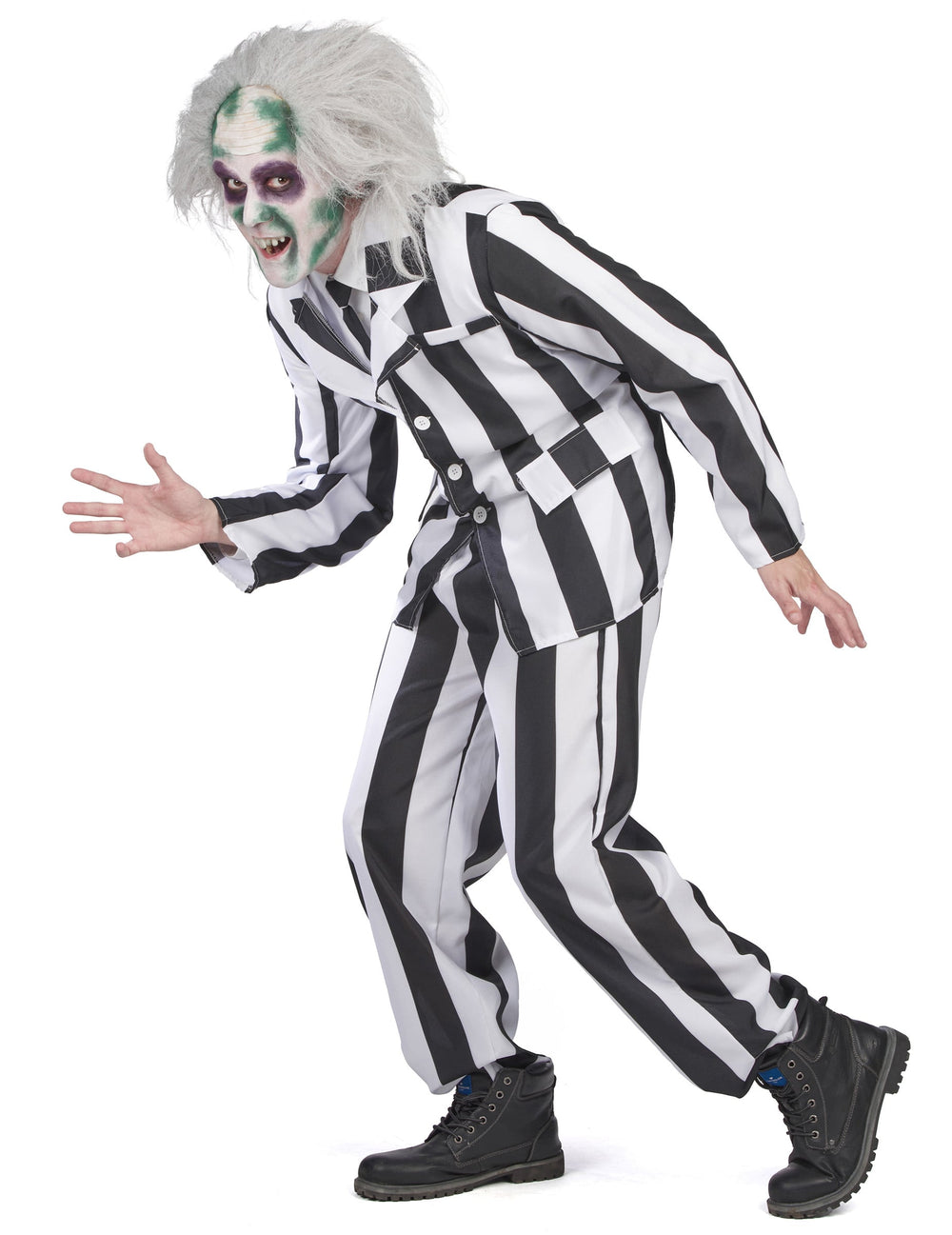 Vue de profil du costume de fantôme à rayures pour homme