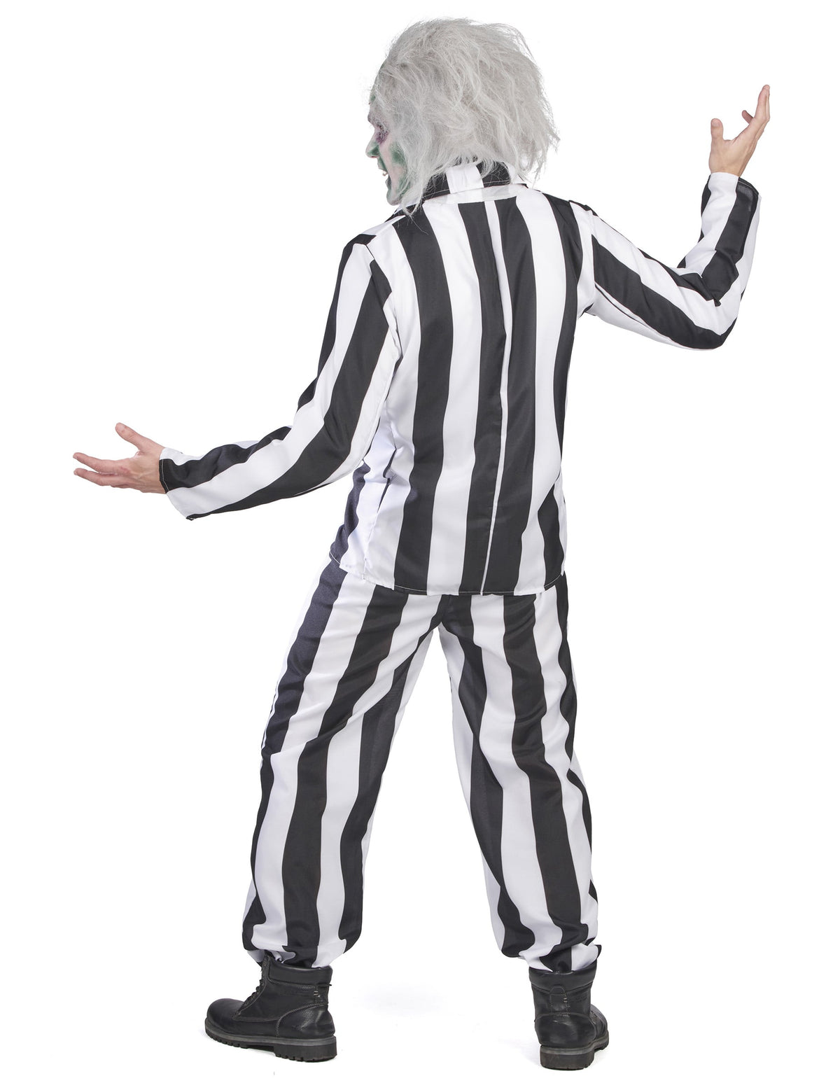 Costume de fantôme à rayures noires et blanches pour homme vue de dos