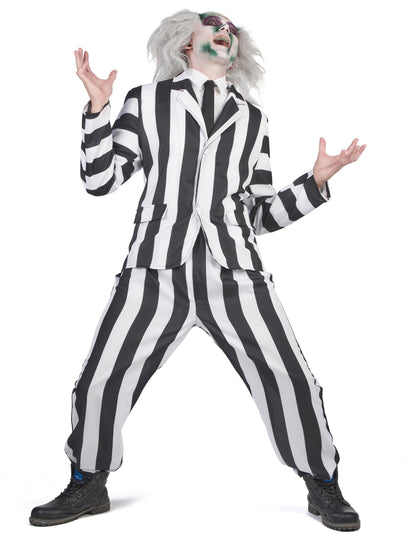 Vue de face du costume de fantôme rayé