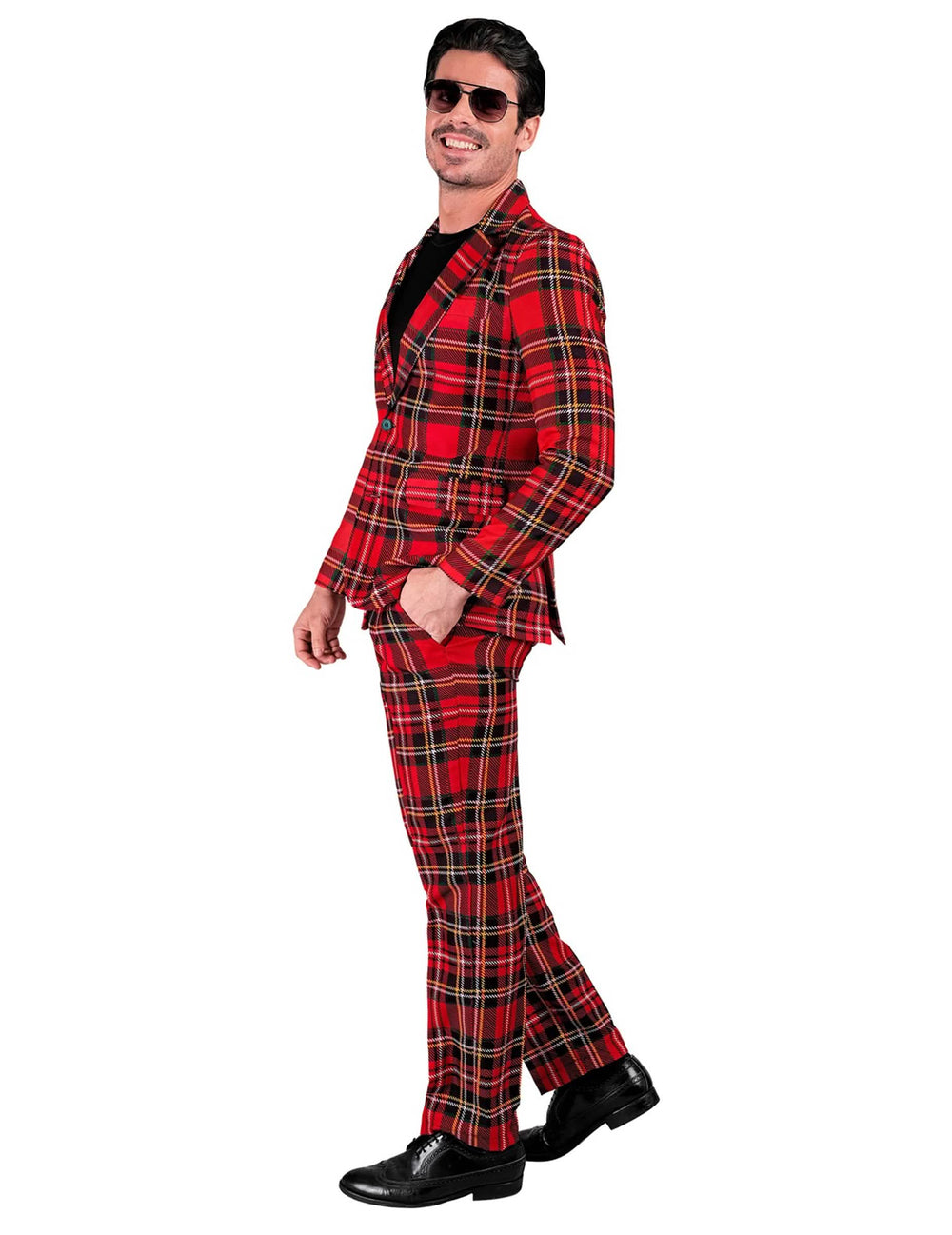Vue de profil du costume imprimé tartan Ecossais