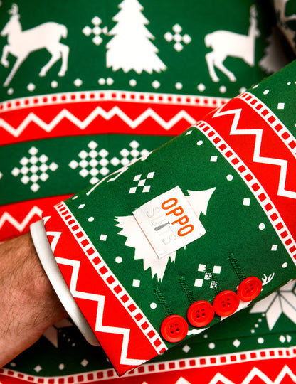 Détail de la manche et de l'étiquette du costume Mr. Festive pour homme