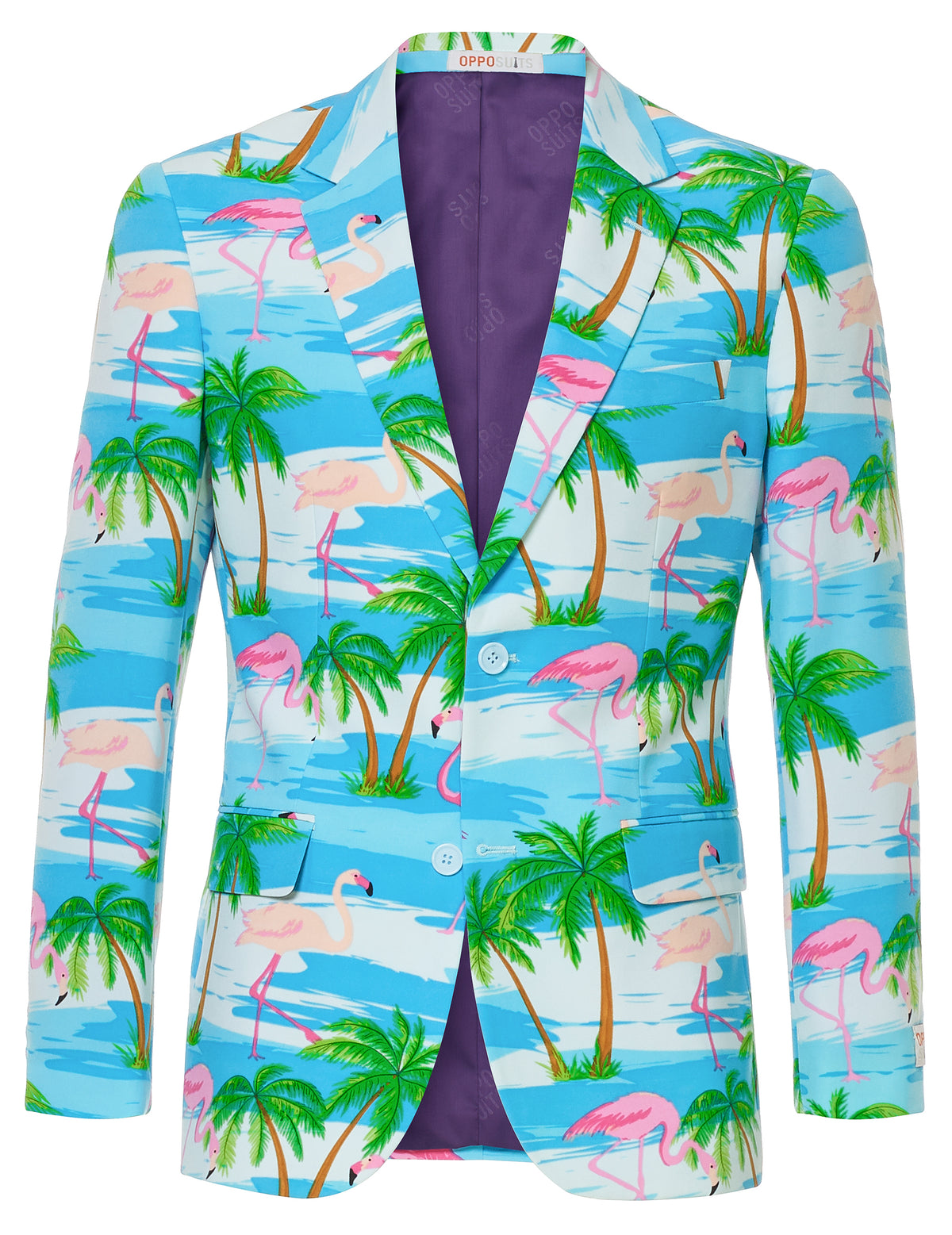 Vue de face de la veste du costume Mr. Flamingo pour homme