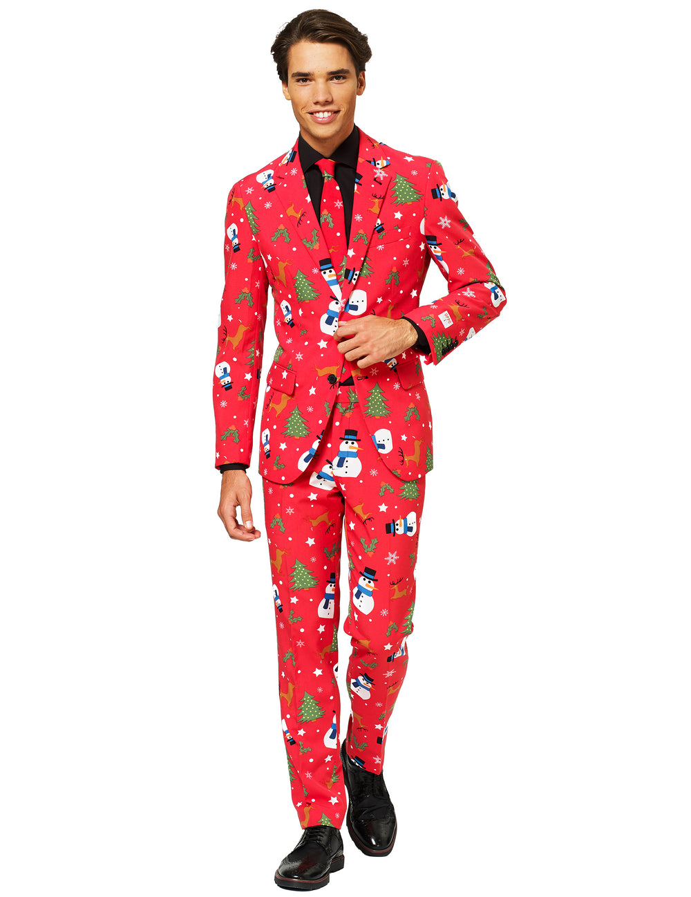 Costume Mr. Snowman pour homme rouge à motifs de Noël Opposuits