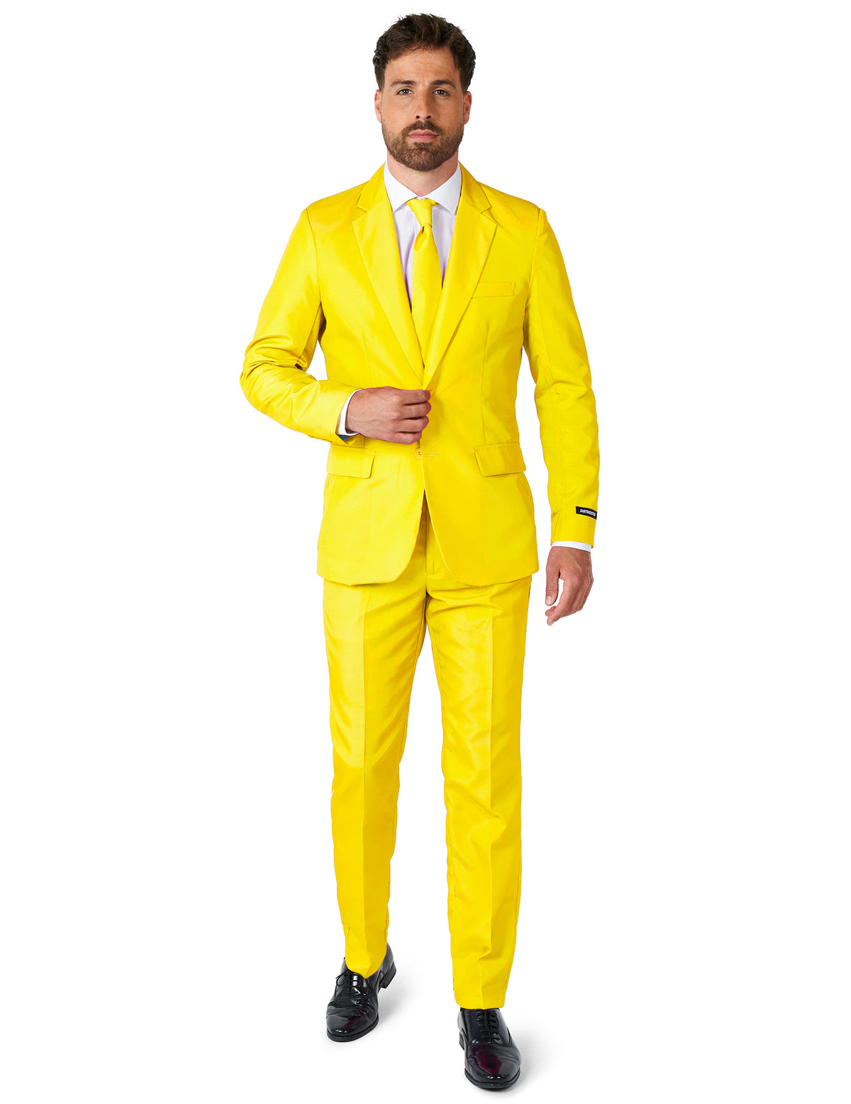 Costume Mr. Solid pour homme jaune avec veste pantalon et cravate