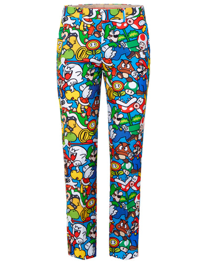 Vue de face du pantalon du costume Mr. Super Mario pour adolescent