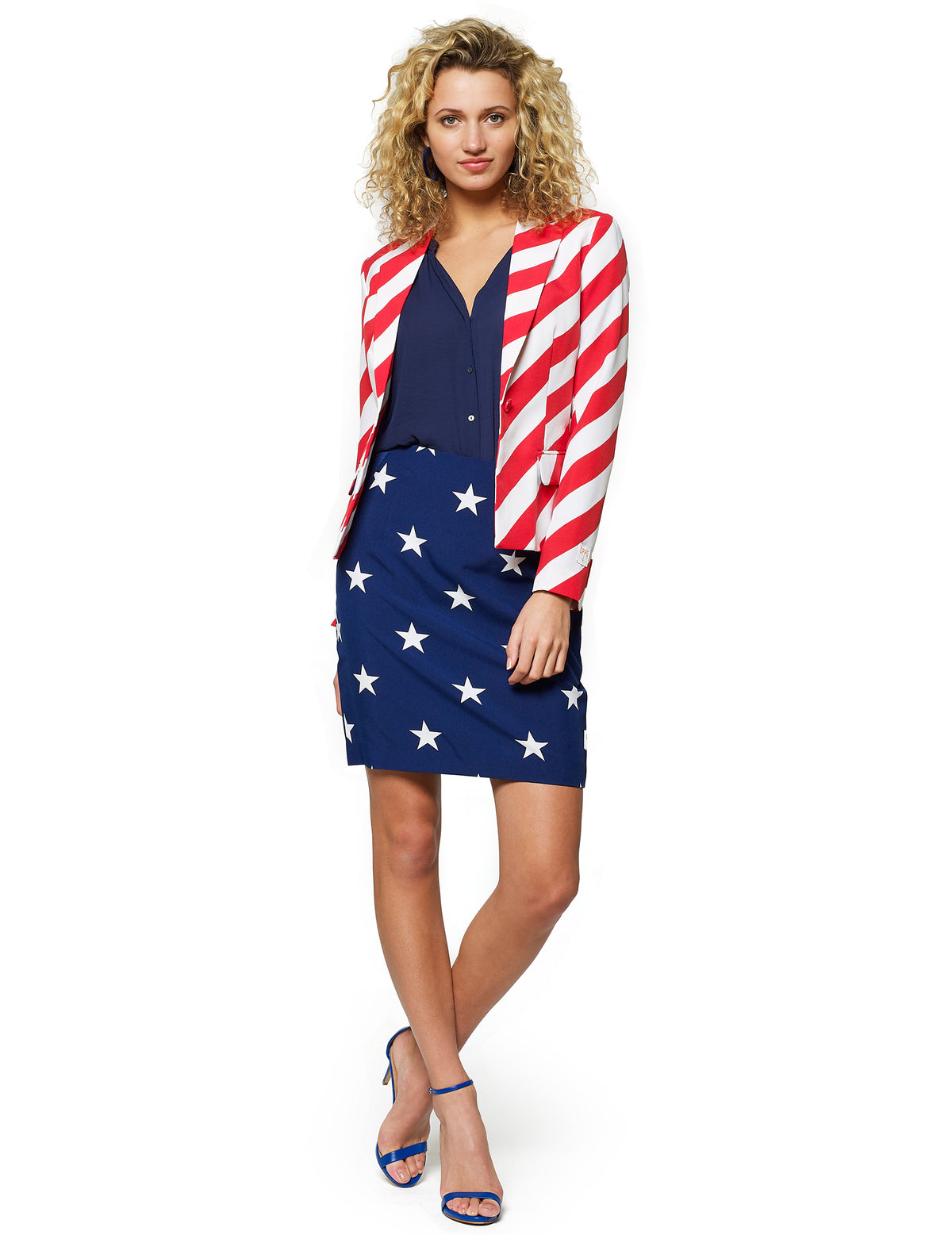 Costume Mrs. America Opposuits pour femme motifs étoiles et rayures bleu blanc rouge
