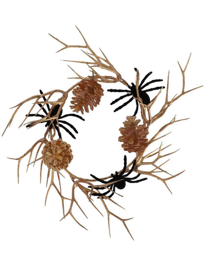 Coroa de aranhas em veludo preto e dourado 23 cm