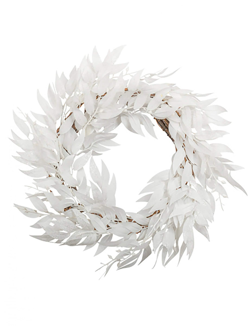 Grinalda de folhas de natal para decoração branca com brilhantes