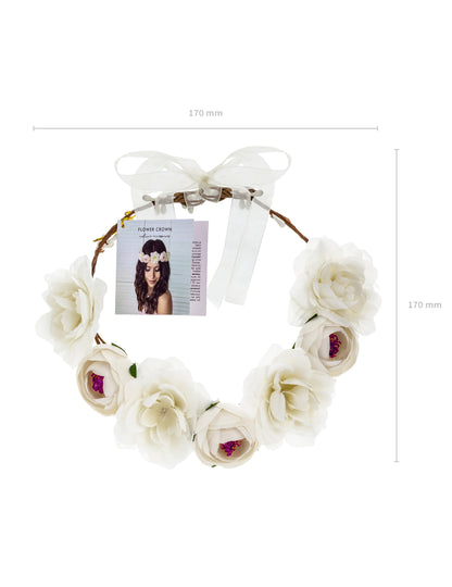 Dimensions de la couronne de fleurs blanches pour femme