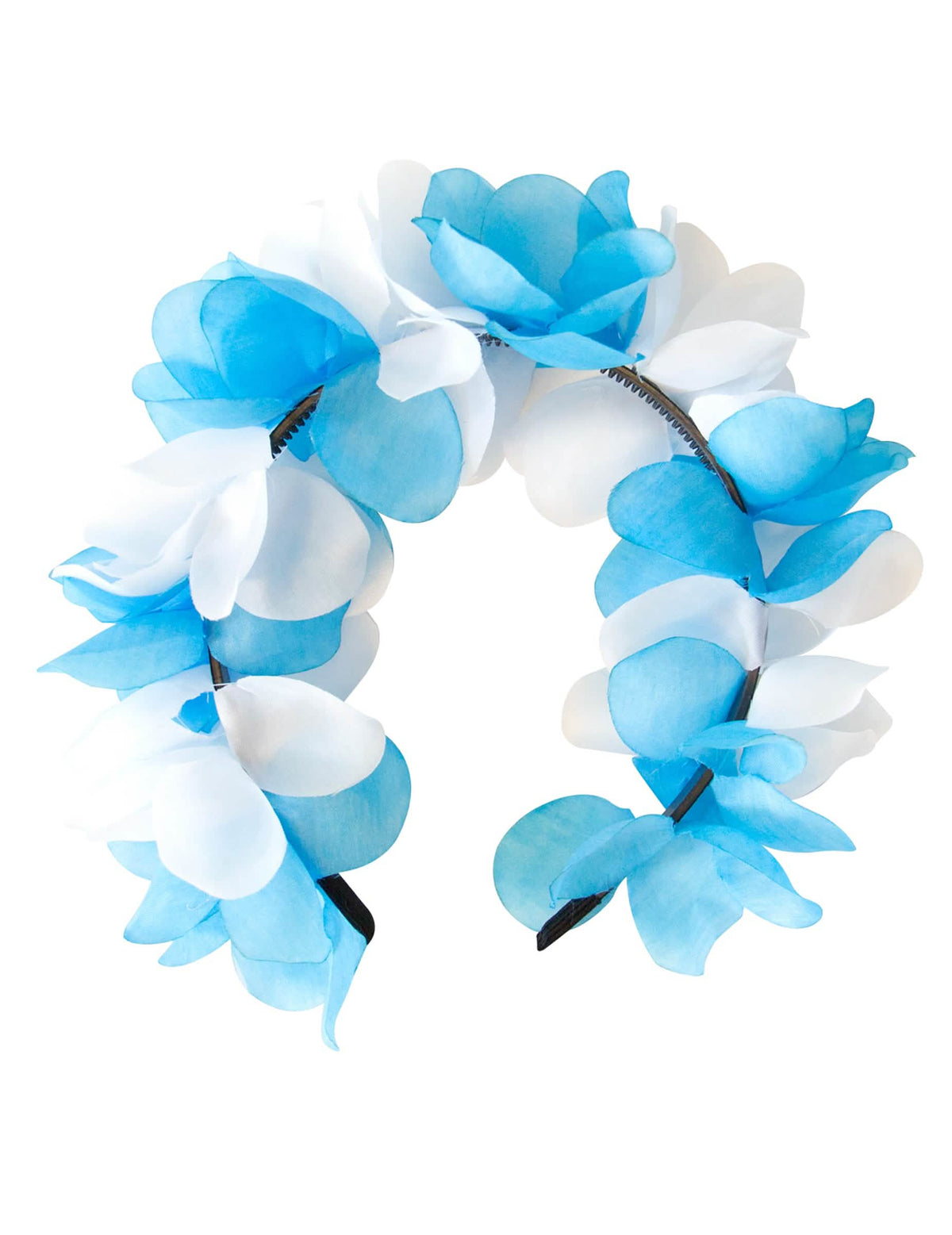 Coroa de flores para adulto azul e branca