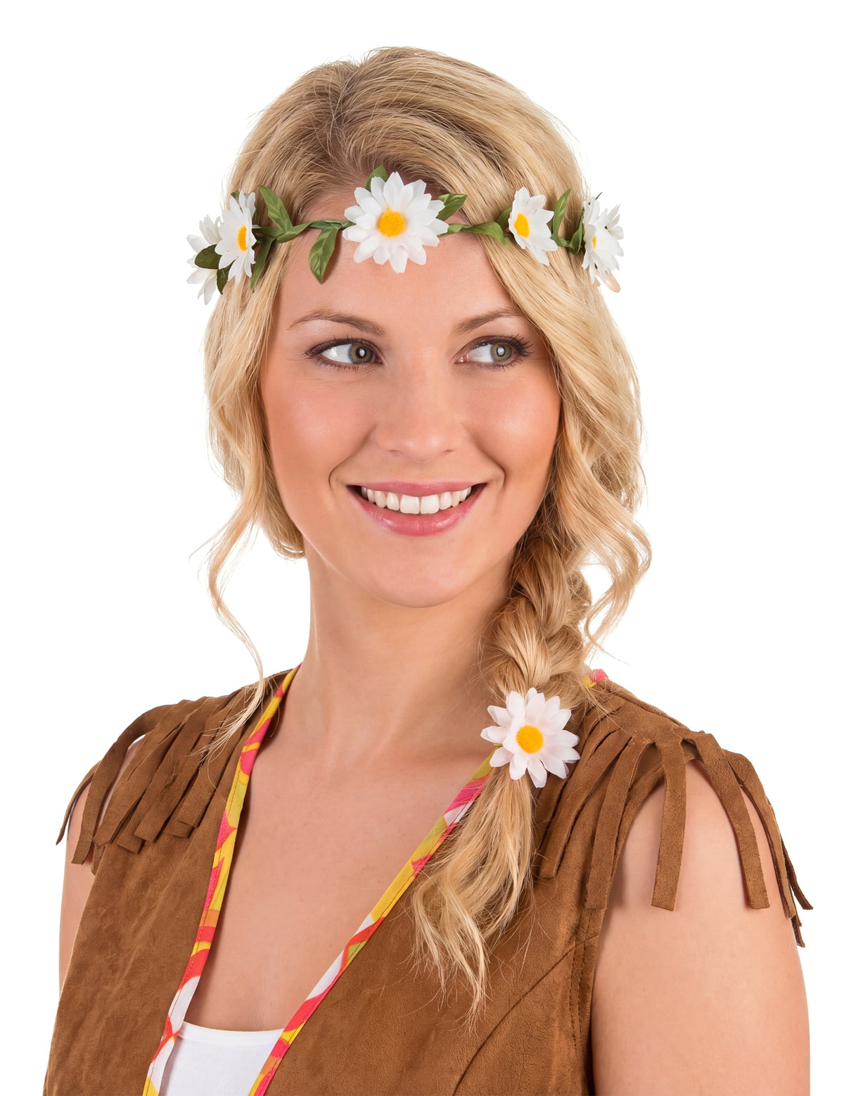 Couronne de fleurs pâquerettes pour adulte blanches