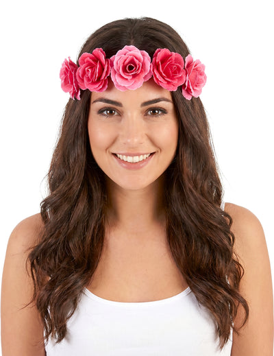 Coroa de flores rosas - mulher