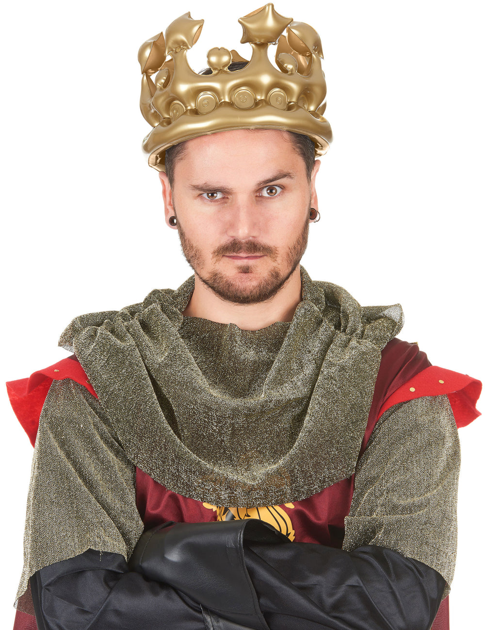 Vue de face portée de la couronne gonflable de roi