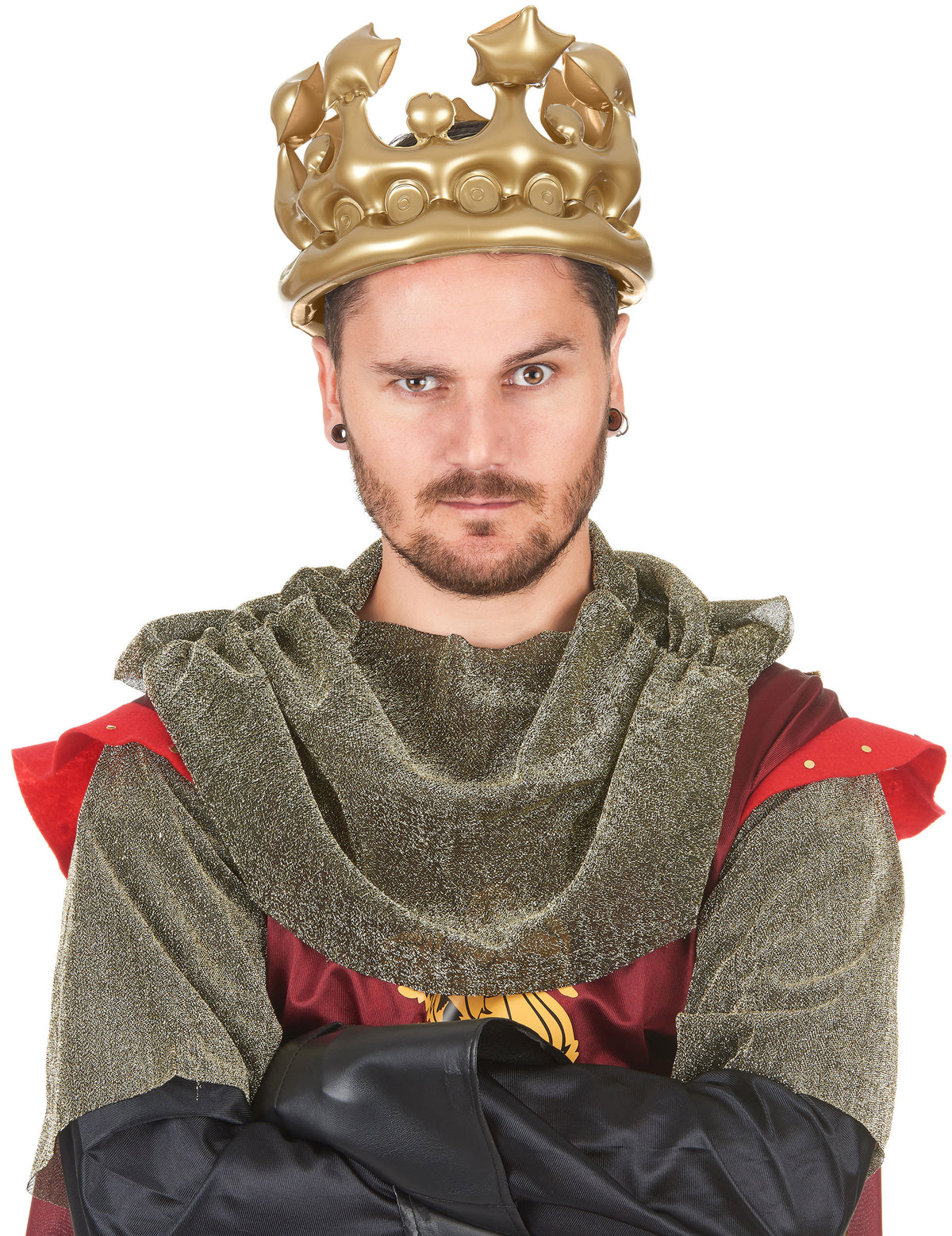 Vue de face portée de la couronne gonflable de roi